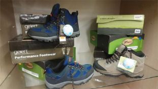 Six pairs of hiking boots