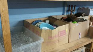 Three boxes of assorted cut glass etc.