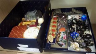 Two trays of costume jewellery