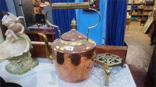 Copper kettle and trivet