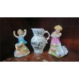 Two Royal Worcester figures and a Bicentenary jug