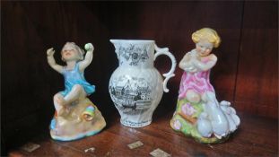 Two Royal Worcester figures and a Bicentenary jug