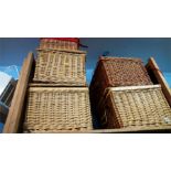 Five wicker hampers