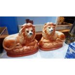 Pair of Staffordshire lions
