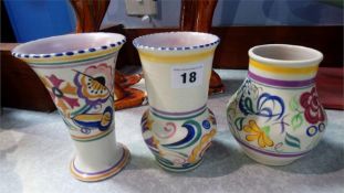 Three Poole vases