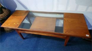 A G plan teak coffee table with inset glass top