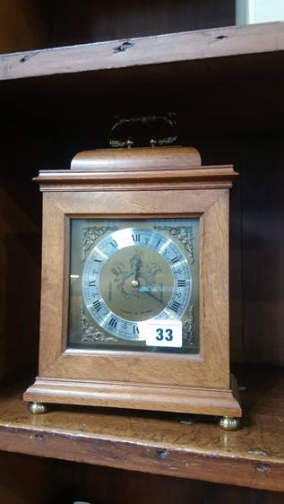 Reproduction walnut mantle clock - Image 2 of 2