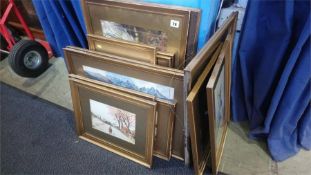 Collection of gilt framed watercolours