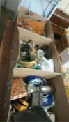 Assorted silver plate, Maling etc in three boxes