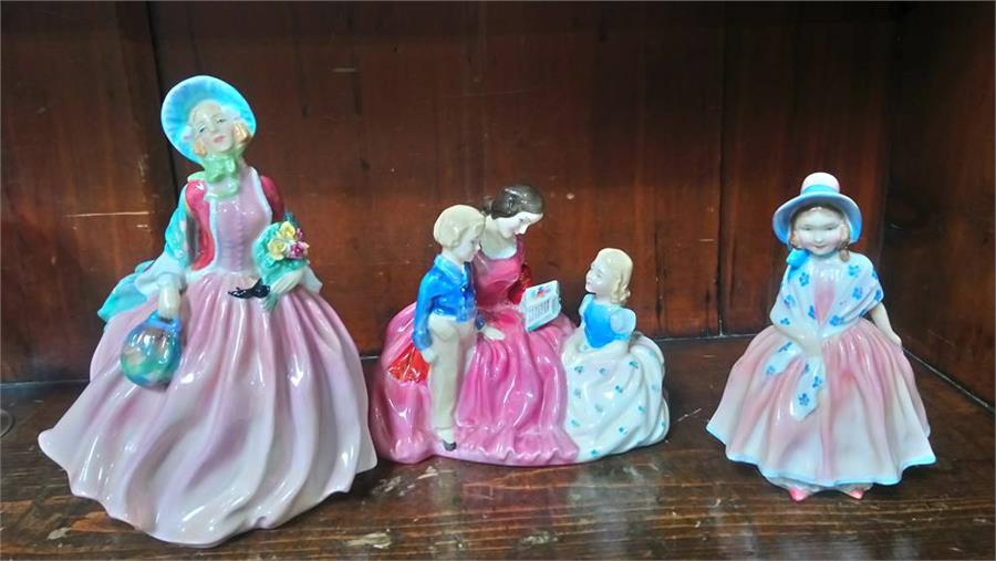 Royal Doulton figure group and two others