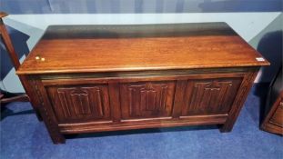 An oak linenfold blanket box