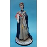 A Capo Di Monti model of the Queen, 37cm height