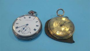 A 'Reid and Sons' silver pocket watch and gold plated pocket watch (2)
