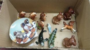 Ten Weatherby animals, picture plates and two Royal Copenhagen birds