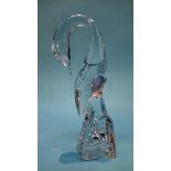 A Daum of France clear glass model of a bird, etched Daum France, 27.5cm height