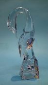 A Daum of France clear glass model of a bird, etched Daum France, 27.5cm height