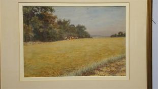 Dixon Clark, watercolour, signed, 'Harvest Time', 26cm x 38cm