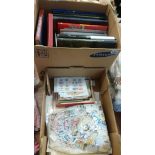 Box of stamps, cigarette cards etc.