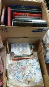 Box of stamps, cigarette cards etc.