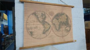 A scrolled map of the world