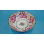 A Royal Crown Derby bowl decorated with roses, numbered 0664, 24cm diameter