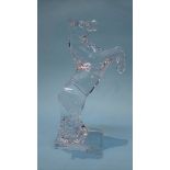 A Daum of France clear glass model of a rearing horse, etched Daum France, 34cm height