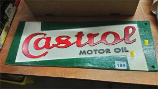 A modern 'Castrol Motor Oil' sign