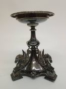 A Victorian silver centrepiece with three hippocampi, London 1892, makers mark Horace Woodward and
