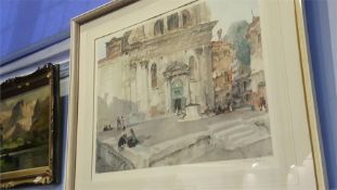 After William Russell Flint, print, signed in pencil, blind stamp, 'Campo San Trovaso', 49cm x 63cm