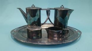 A German silver plated five piece coffee set, Christoph Widmann