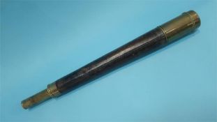 A single drawer brass and leather bound telescope by Wilson and Gillie of North Shields