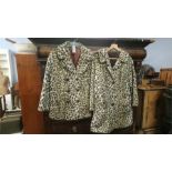 Two leopard pattern fake fur coats