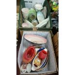 Two boxes of Maling and miscellaneous china