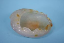 A Chinese carved agate brush washer. 10cm long