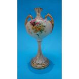 A Royal Worcester vase, decorated with bouquets of flowers, puce marks numbered 2303