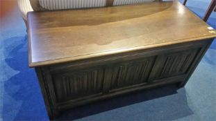 An oak linenfold blanket box