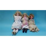 A bisque headed Armand Marseille doll, 370, a composite headed doll, stamped Germany and another