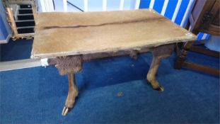 An antelope skin covered table
