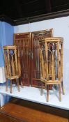 Pair of Oriental doors and two bamboo tables