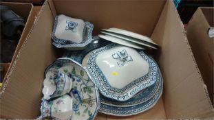 Assorted blue and white china