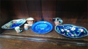 Three Maling dishes and various Royal Doulton jugs