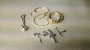 Various bangles, white metal whistle etc.