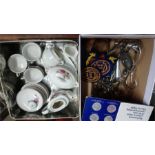 Box of silver plate and a box of assorted