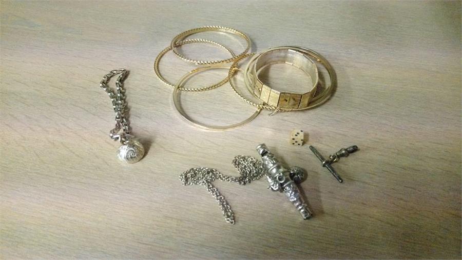 Various bangles, white metal whistle etc. - Image 2 of 2