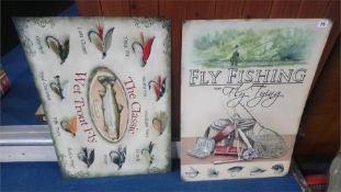 Two tin fishing signs