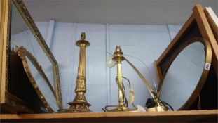 Three gilt mirrors and three lamps
