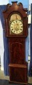A mahogany long case clock with Masonic painted dial