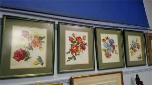 Ralph Johnson (1896-1980), set of four watercolours, signed, 'Still life of flowers', 34 x 26cm