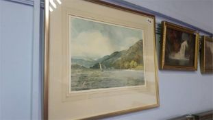 Ralph Johnson (1896-1980), watercolour, signed, 'Sailing vessel on Loch Lomond, 25 x 35cm
