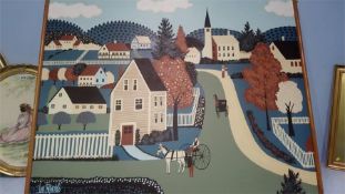 Lee Reynolds, oil on canvas, signed, 'Amish townscape', 100 x 125cm